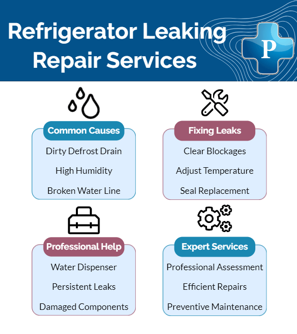 Image of infographic for refrigerator leaking water repair services