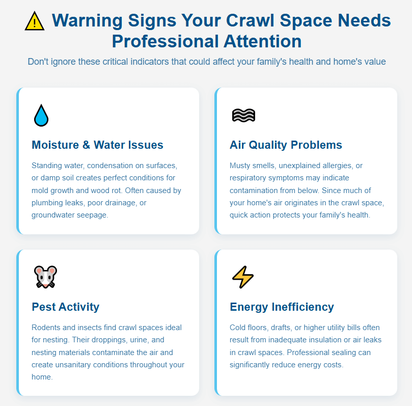 Warning signs that you need crawl space cleaning infographic
