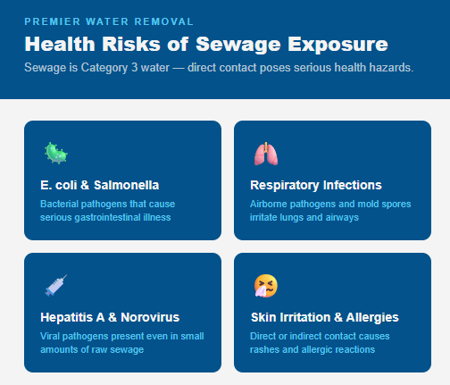 Sewage Cleanup health risks A sewage backup is one of the most alarming things a homeowner can discover. The smell hits first, then the reality sets in — raw waste has entered your home. Whether it's a slow drain that finally gave out, a city sewer line overwhelmed by heavy rain, or a clog deep in your plumbing, the result is the same: contaminated water where it doesn't belong.